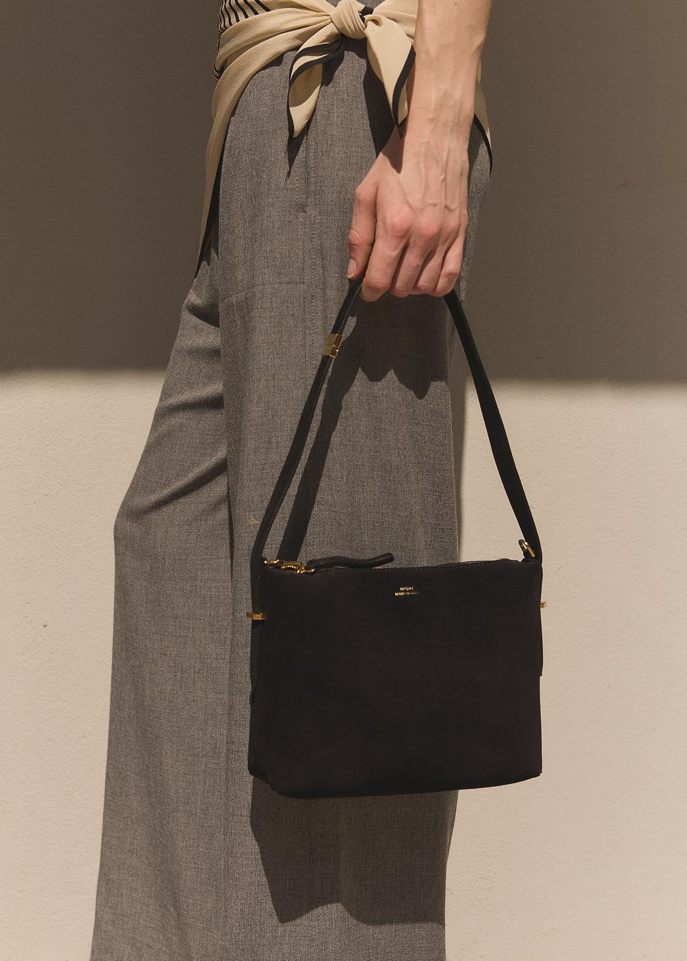 Suede Scoop Wristlet Bag