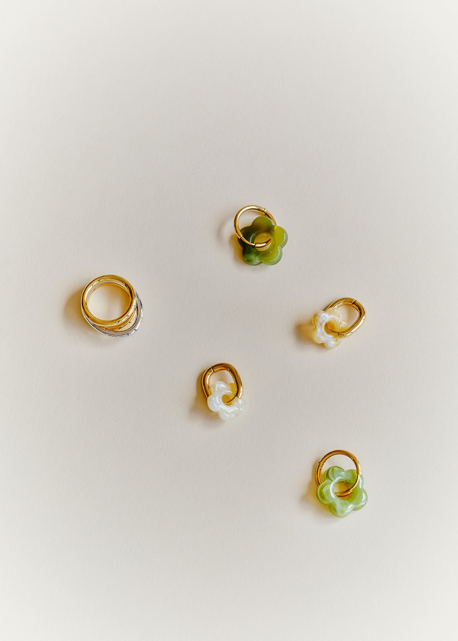 Medium Hoop And Resin Flower Earrings