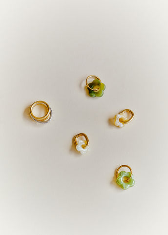 Medium Hoop And Resin Flower Earrings