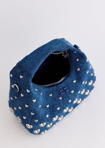 Hobo Mini Heart Stud Denim Bag