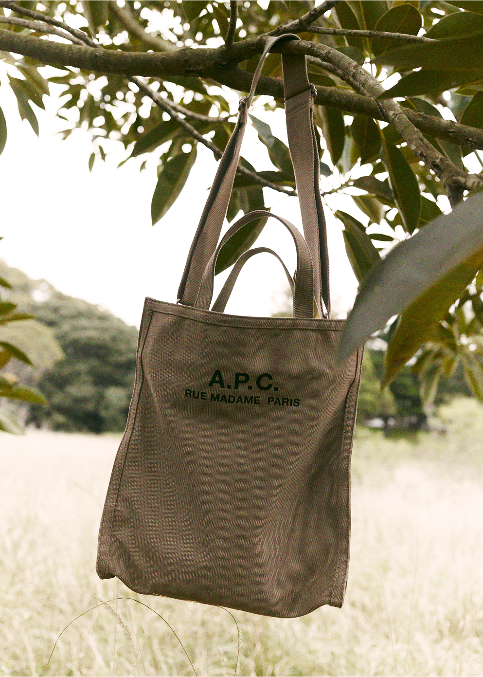 ★A.P.C.★ Recuperation Cabas Tote Bag Khaki CODBMH61318JAA Recovery shopping bag - Khaki - Stonewashed raw cotton