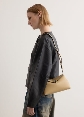 T-Lock Grained-Leather Clutch