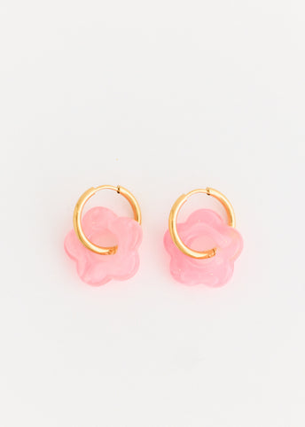 Medium Hoop And Resin Flower Earrings