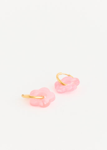 Medium Hoop And Resin Flower Earrings