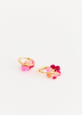 Small Hoop And Resin Flower Earrings