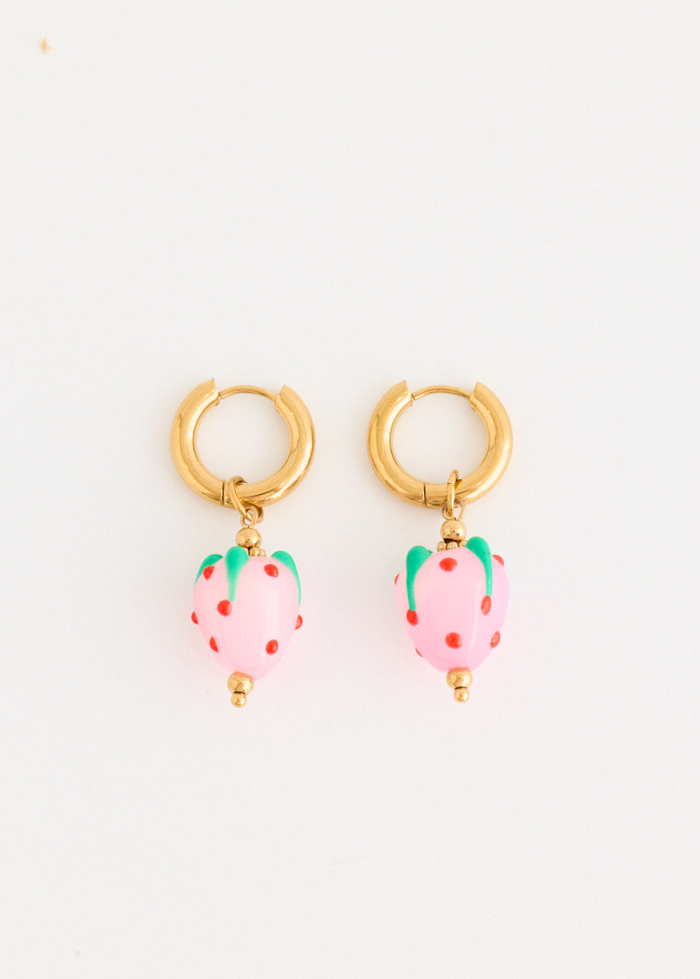 Hoop And Glass Strawberry Earrings