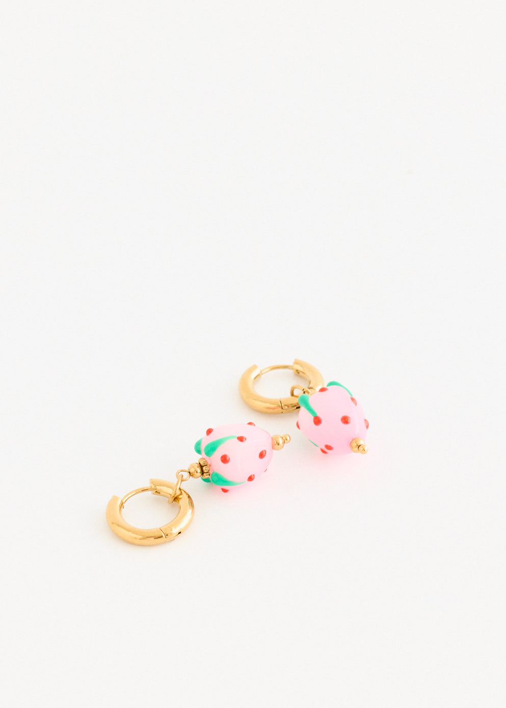 Hoop And Glass Strawberry Earrings