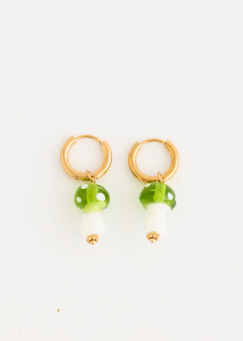 Hoop and Glass Mushroom Earrings