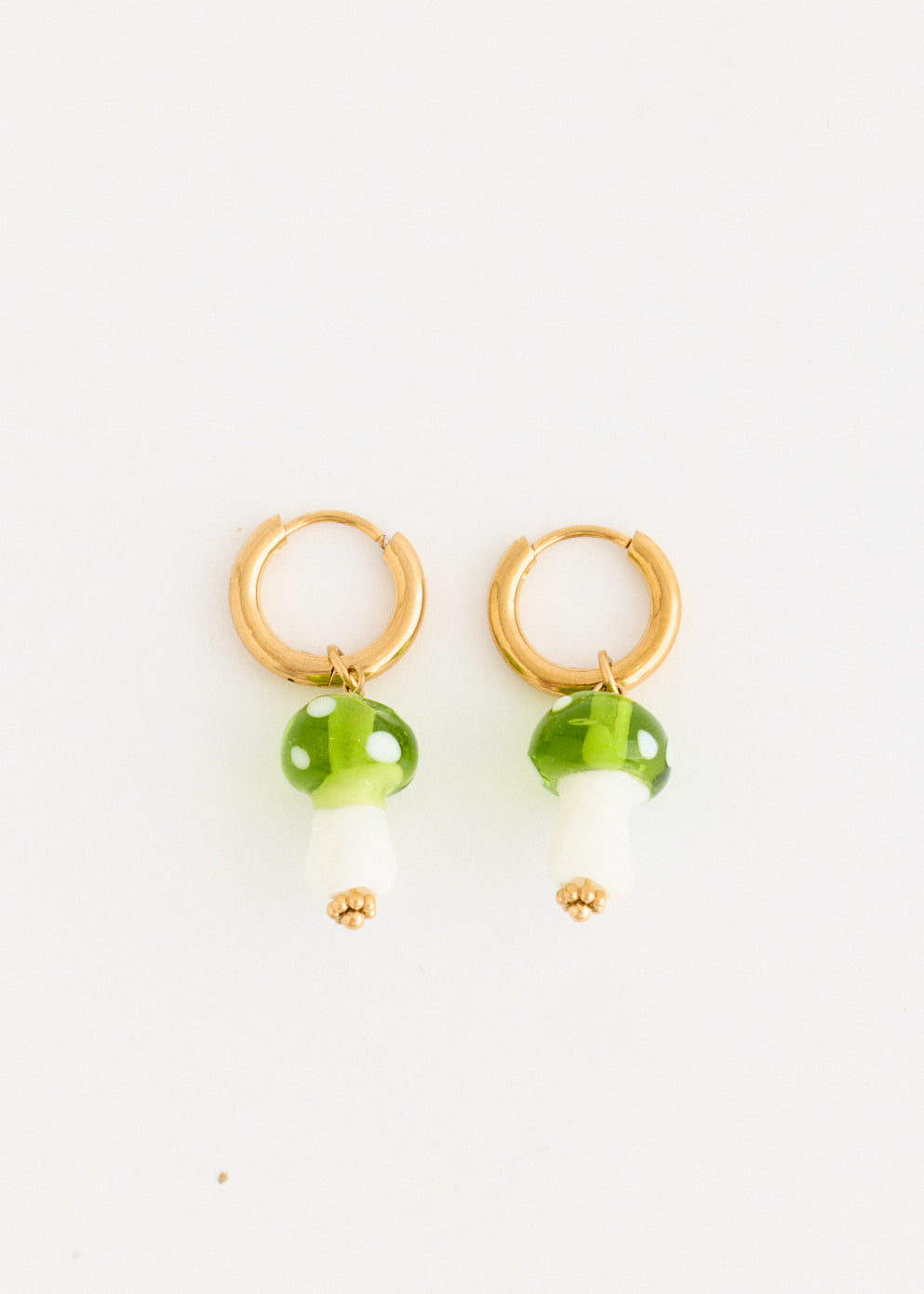 Hoop and Glass Mushroom Earrings