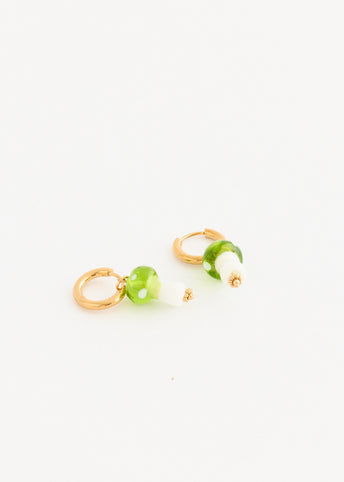 Hoop and Glass Mushroom Earrings