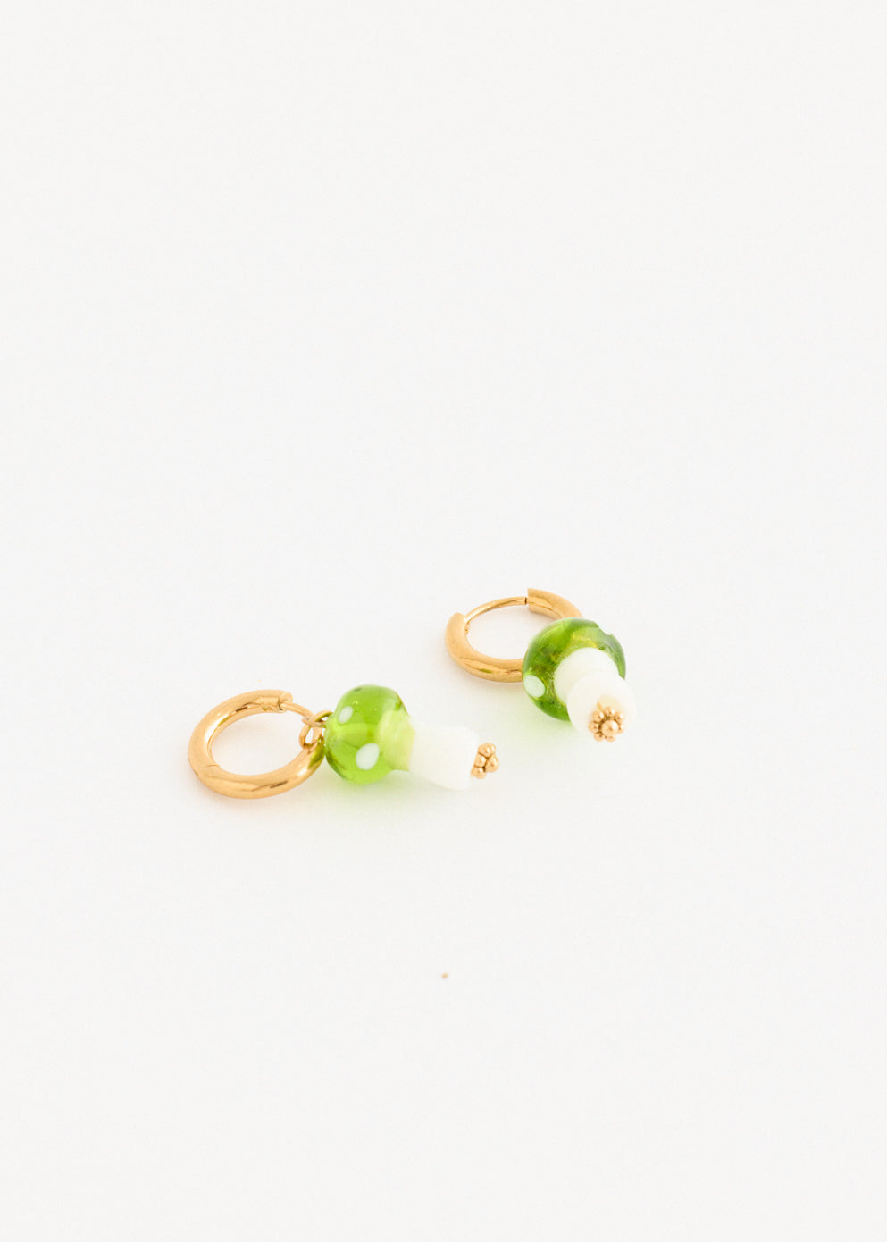 Hoop and Glass Mushroom Earrings