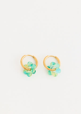 Small Hoop And Resin Flower Earrings