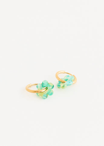 Small Hoop And Resin Flower Earrings