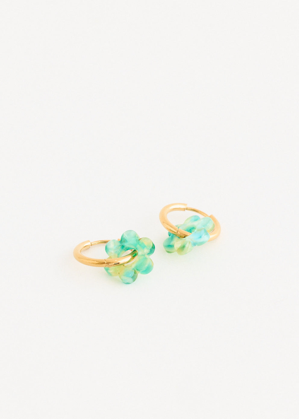 Small Hoop And Resin Flower Earrings