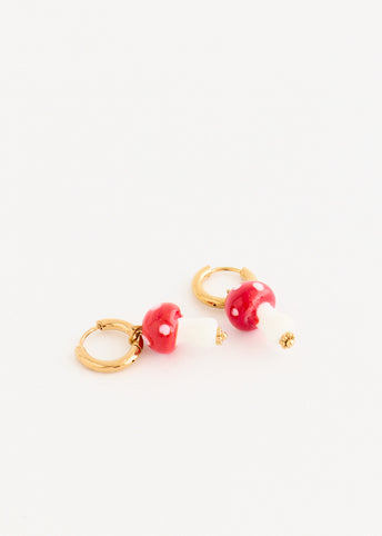 Hoop and Glass Mushroom Earrings