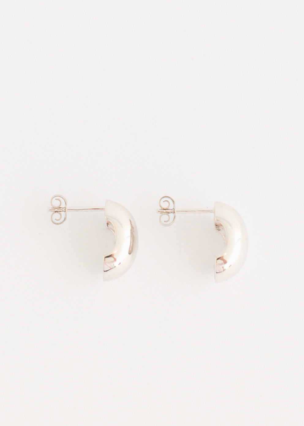 Silver Semi Dome Earrings