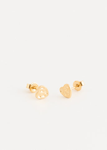Gold Heart Stud Earrings