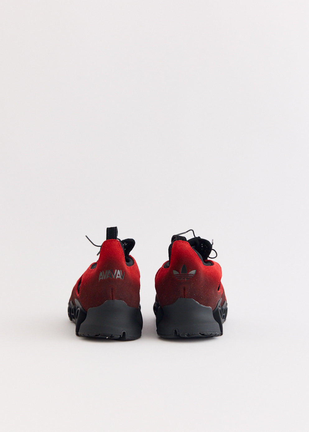 x AVAVAV Women's Megaride Cutout Suede 'Core Black Power Red' Sneakers