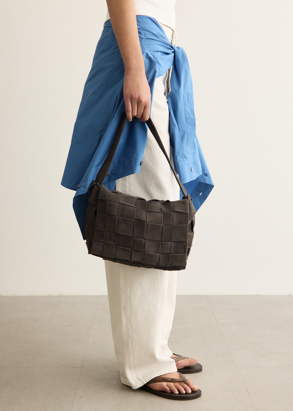 Suede Woven Envelope Mini Tote