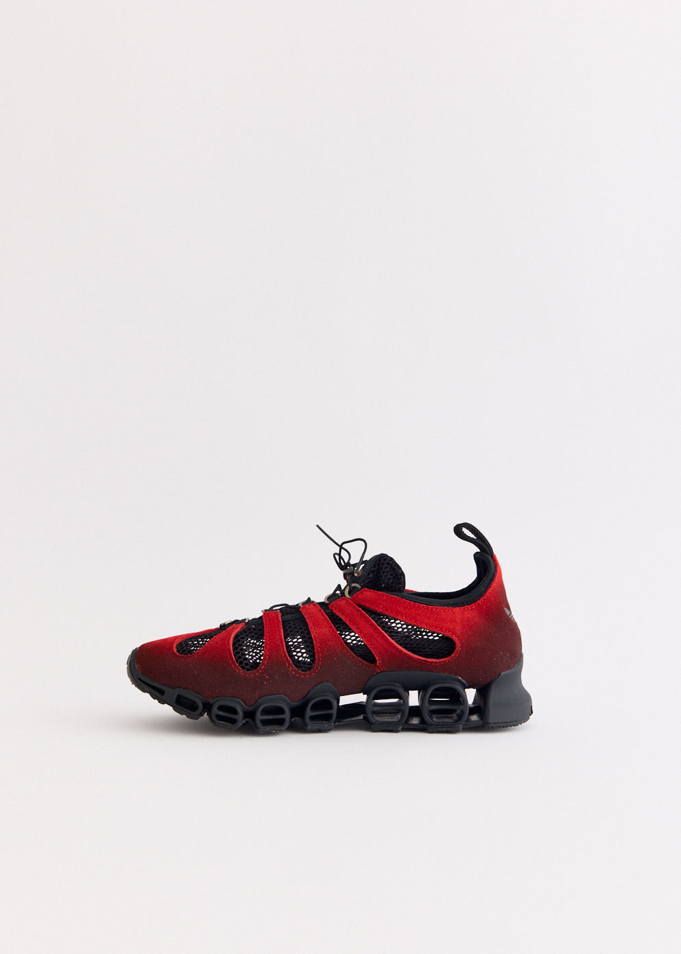 x AVAVAV Women's Megaride Cutout Suede 'Core Black Power Red' Sneakers