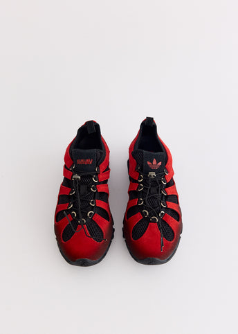 x AVAVAV Women's Megaride Cutout Suede 'Core Black Power Red' Sneakers