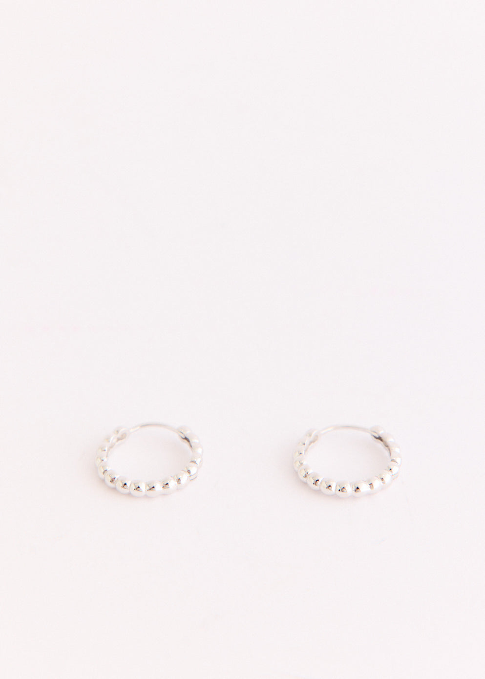 Silver Beaded Clicker Hoops