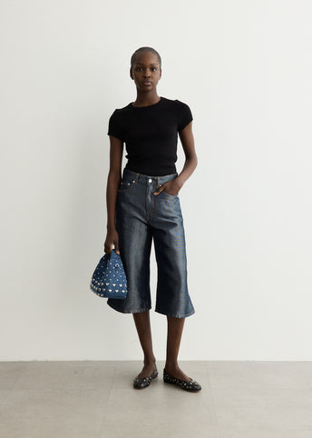 Hobo Mini Heart Stud Denim Bag