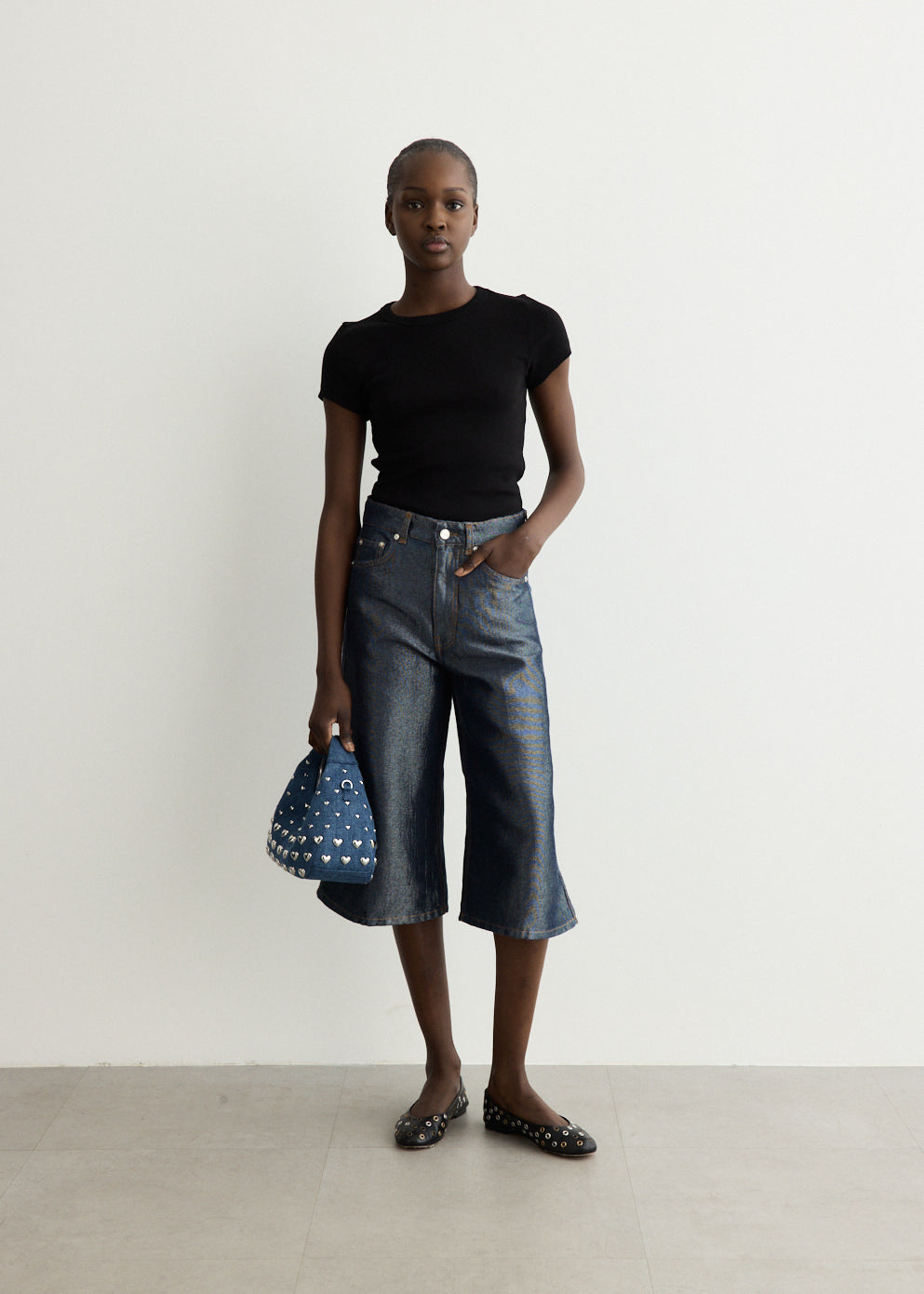 Hobo Mini Heart Stud Denim Bag