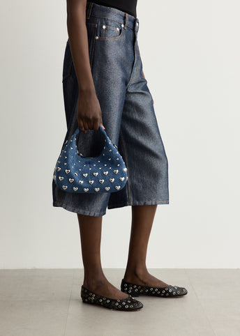 Hobo Mini Heart Stud Denim Bag