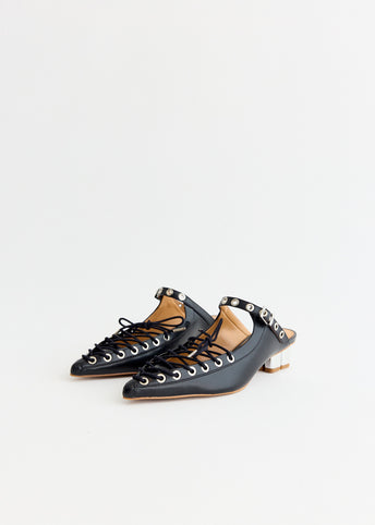 Oleatex Eyelets Lace Up Mules