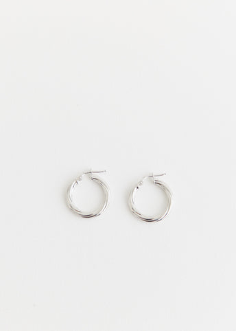 Slim Twisted Silver Hoop Earrings