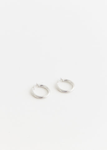 Slim Twisted Silver Hoop Earrings