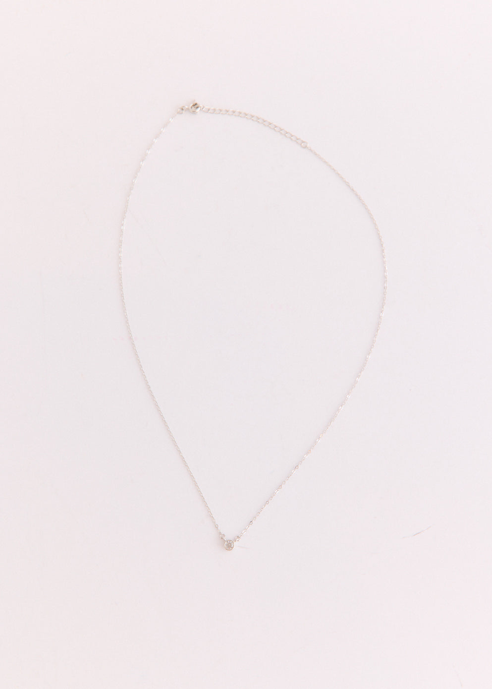 Silver Bezel-Set Solitaire Necklace