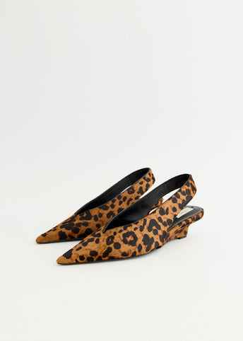 Wedge-Heel Pony Hair Slingbacks