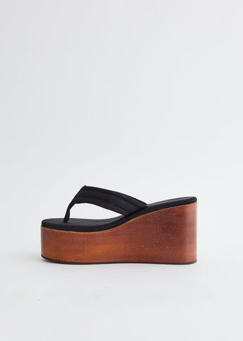 Wooden Branded Wedge Sandals