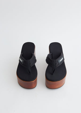 Wooden Branded Wedge Sandals