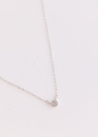 Silver Bezel-Set Solitaire Necklace