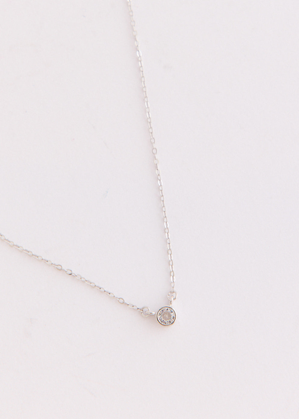 Silver Bezel-Set Solitaire Necklace