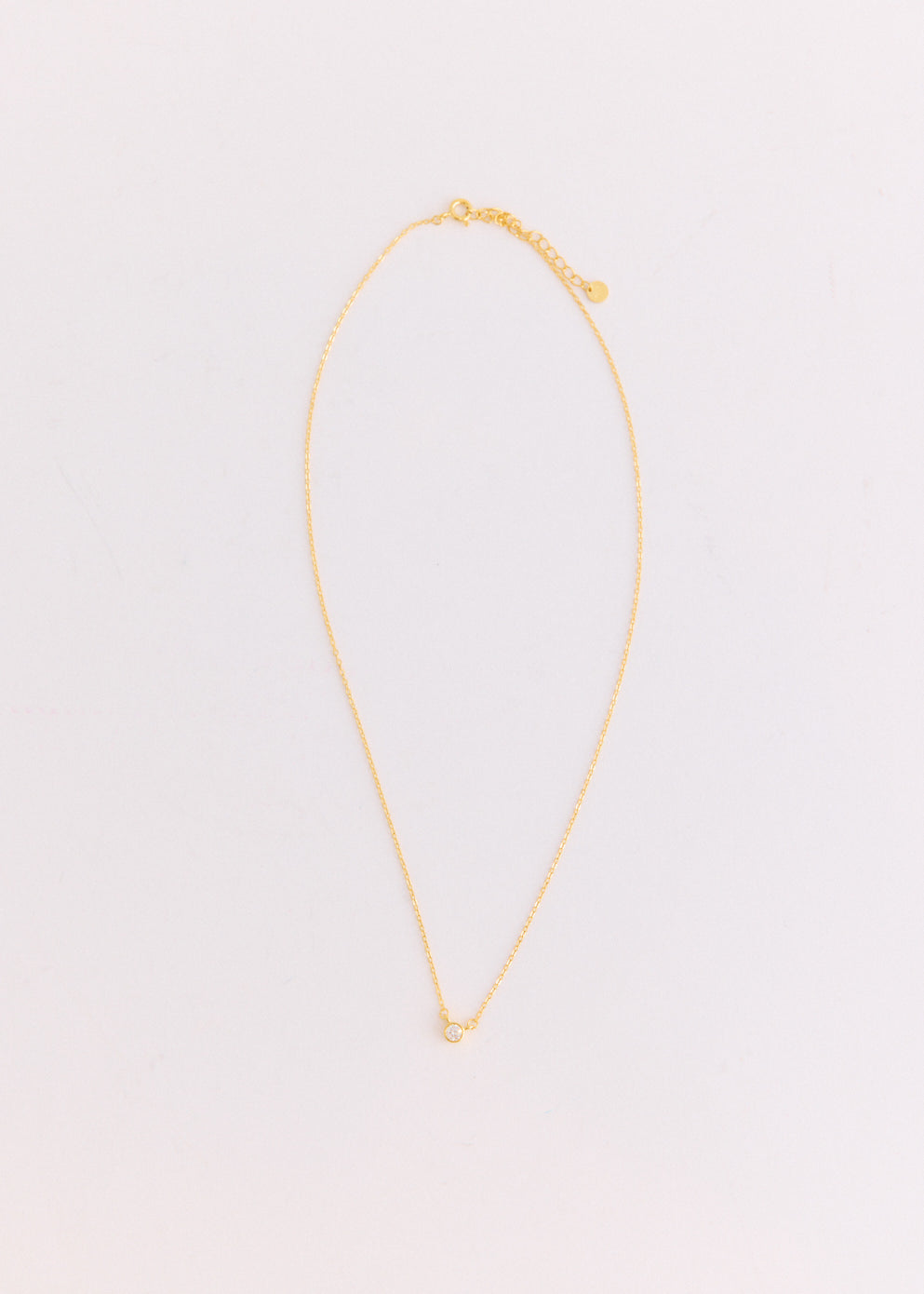 Gold Bezel-Set Solitaire Necklace