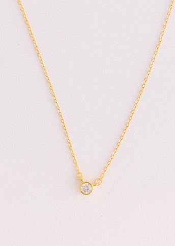 Gold Bezel-Set Solitaire Necklace