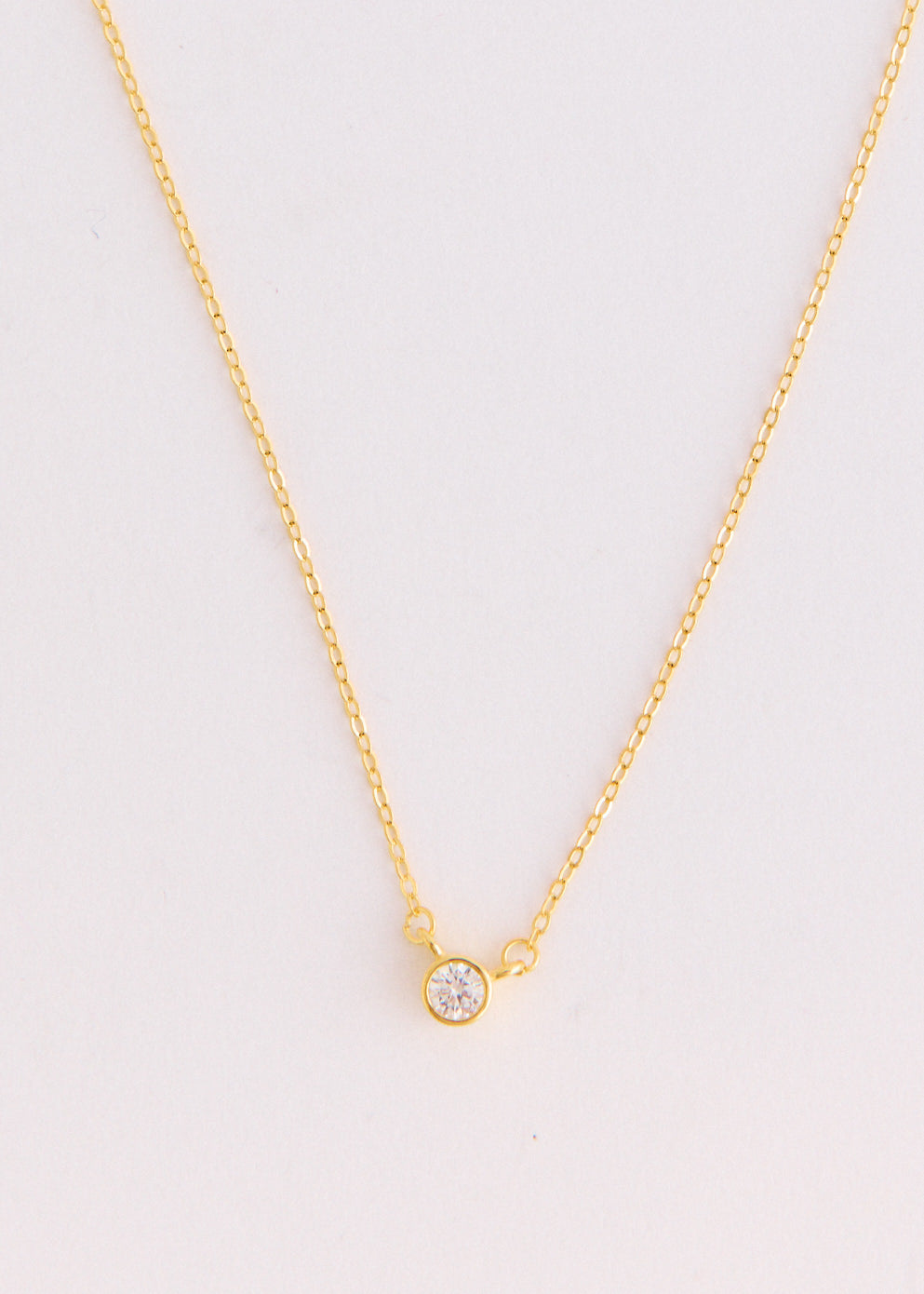 Gold Bezel-Set Solitaire Necklace