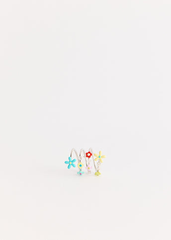 Flower Gemstone Spiral Ring