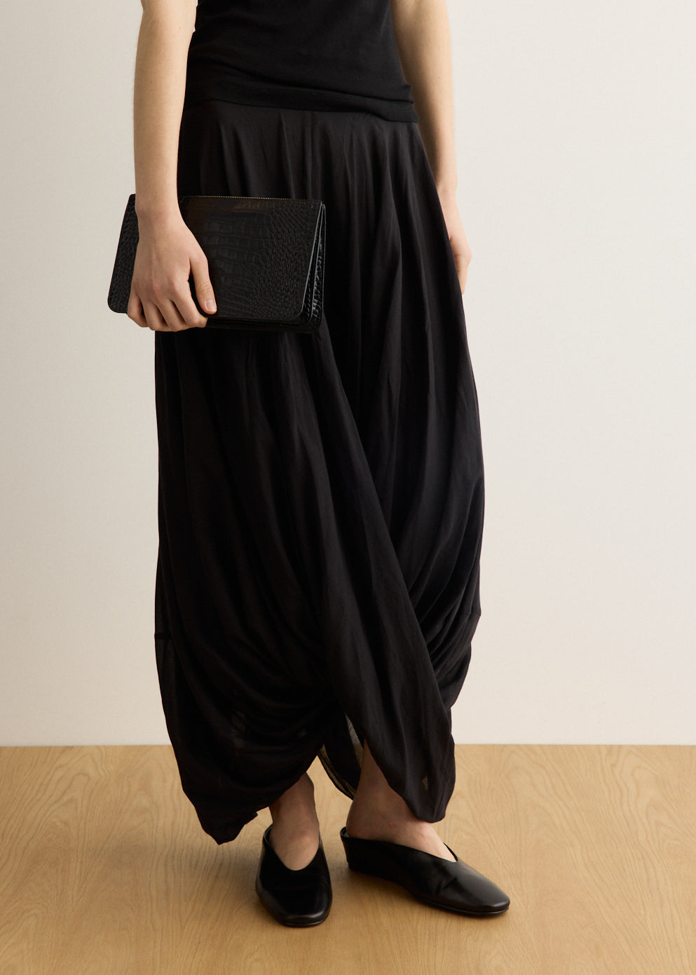 Threefold Croco-Embossed Clutch