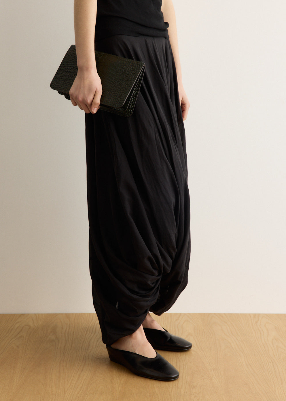 Threefold Croco-Embossed Clutch