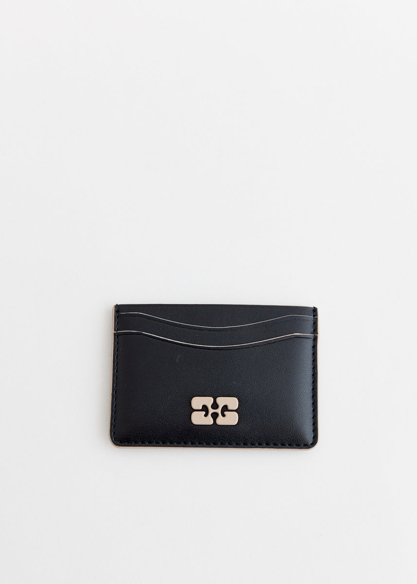 【関税込み】Ganni Bou Card Holder - Ganni - Leather - Black Ganni Bou Card Holder - Black - LE POINT
