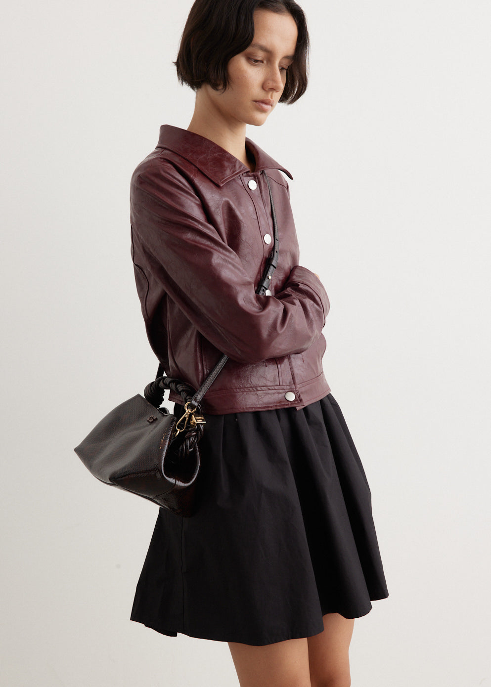ハンドバッグ GANNI SMALL BOU SNAKE HANDBAG Burgundy Snake Small GANNI Bou Bag | GANNI US