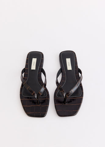 Croco-Embossed Flip Flops