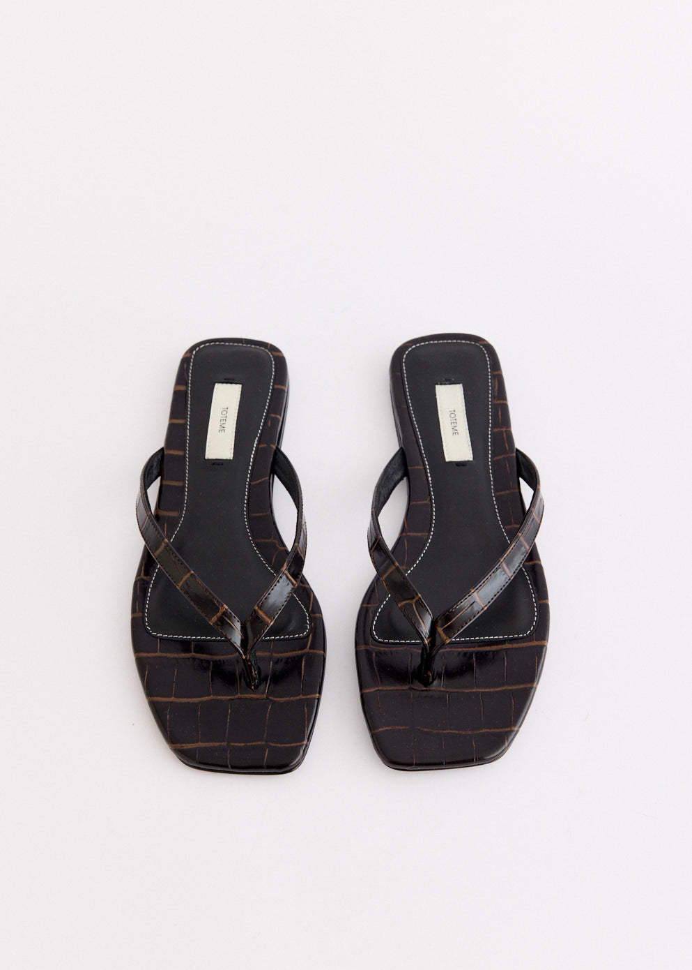 Croco-Embossed Flip Flops