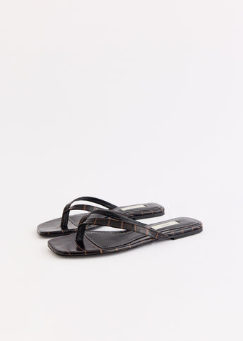 Croco-Embossed Flip Flops