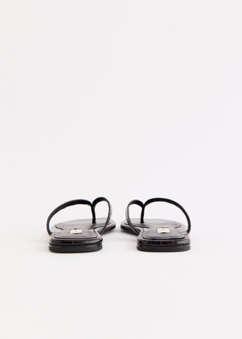 Croco-Embossed Flip Flops